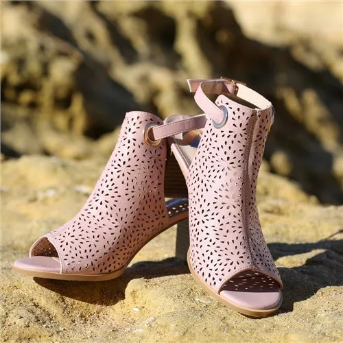 4-A1400GGG Beatrice Pink Peep Toe Boot