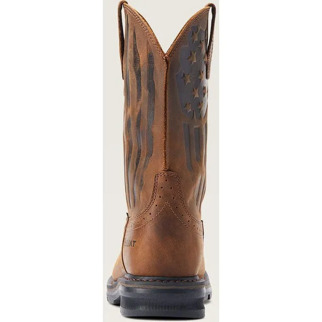 Ariat Men's Sierra Shock Shield Patriot ST Western Work Boot -Brown- 10044426