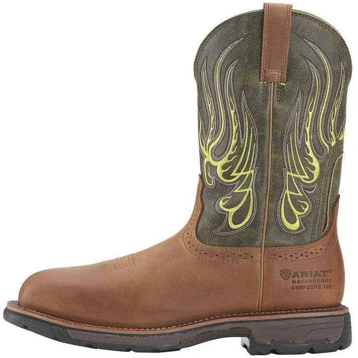 Ariat Men's WorkHog Mesteno 11" Comp Toe WP Western Work Boot- Rust - 10015400