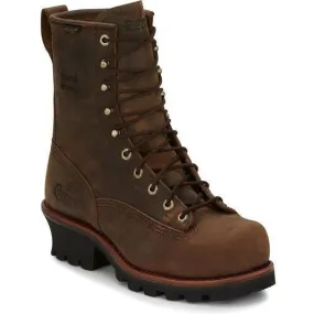 Chippewa Men's Paladin 8" Steel Toe WP Logger Work Boot- Brown- 73101