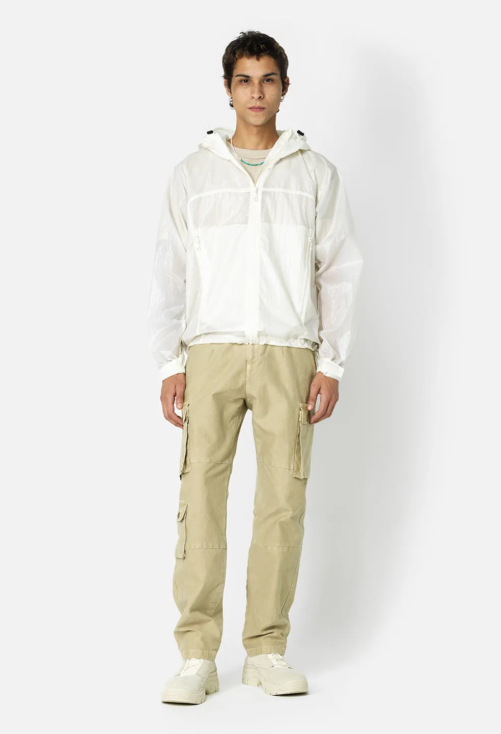 Coated Nylon Anorak / White