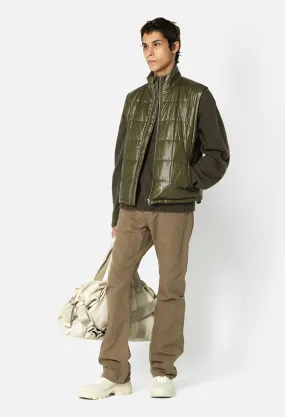 Coated Nylon Puffer Vest / Olive