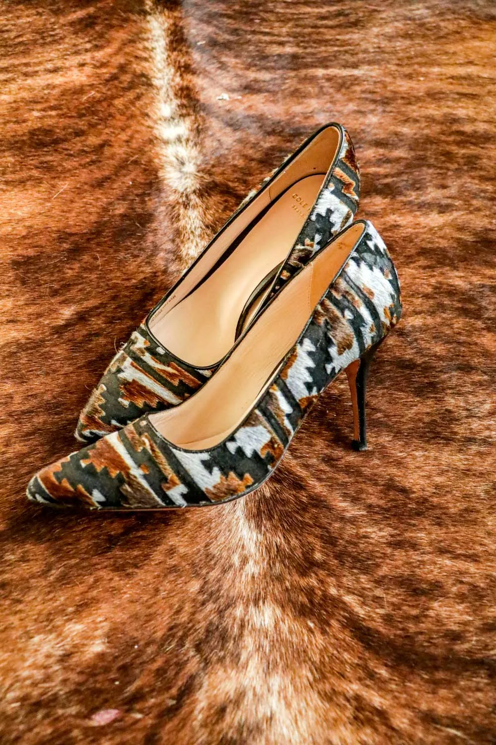 Cow Hide Southwest Print Heels