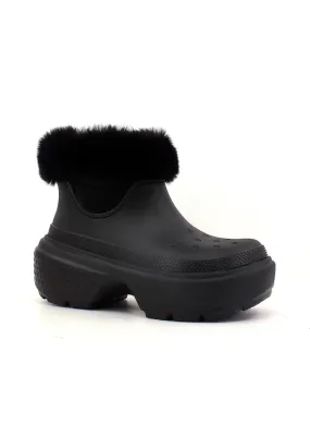 CROCS Stomp Lined Boot Stivaletto Pelo Donna Black 208718-001