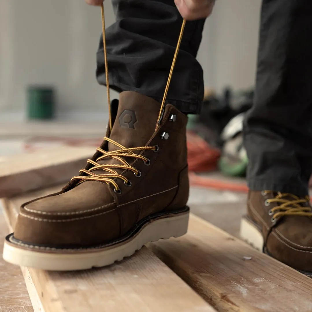 DNVR-ST 6" Moc Toe Boot : Moka (Steel Toe/Unlined)