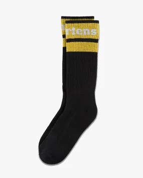 Dr Martens Athletic Logo Organic Cotton Blend Socks - Black / White / Yellow