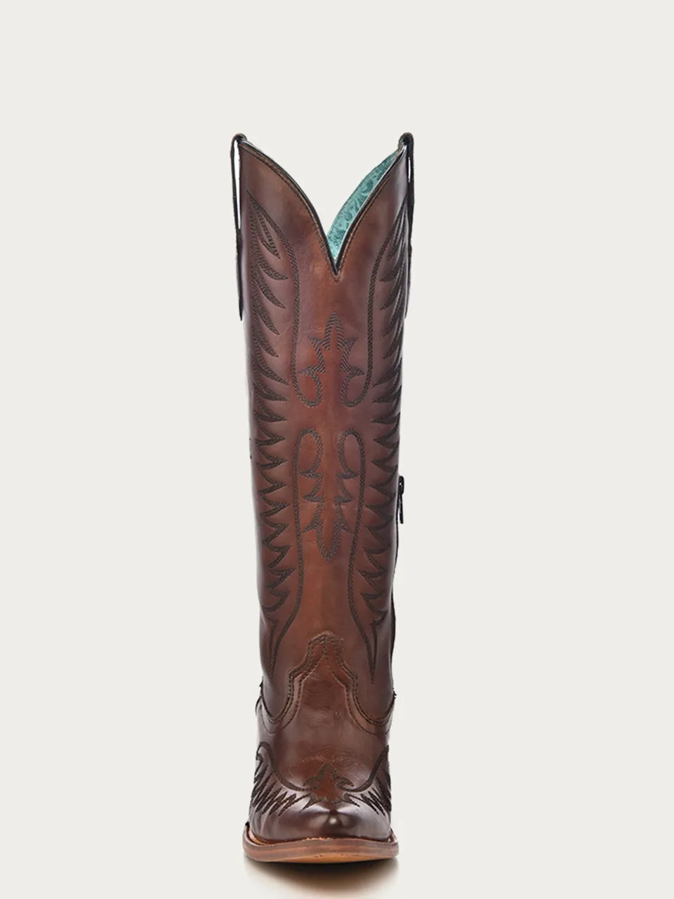 E1570 - WOMEN'S EMBROIDERY COGNAC J TOE COWBOY BOOT