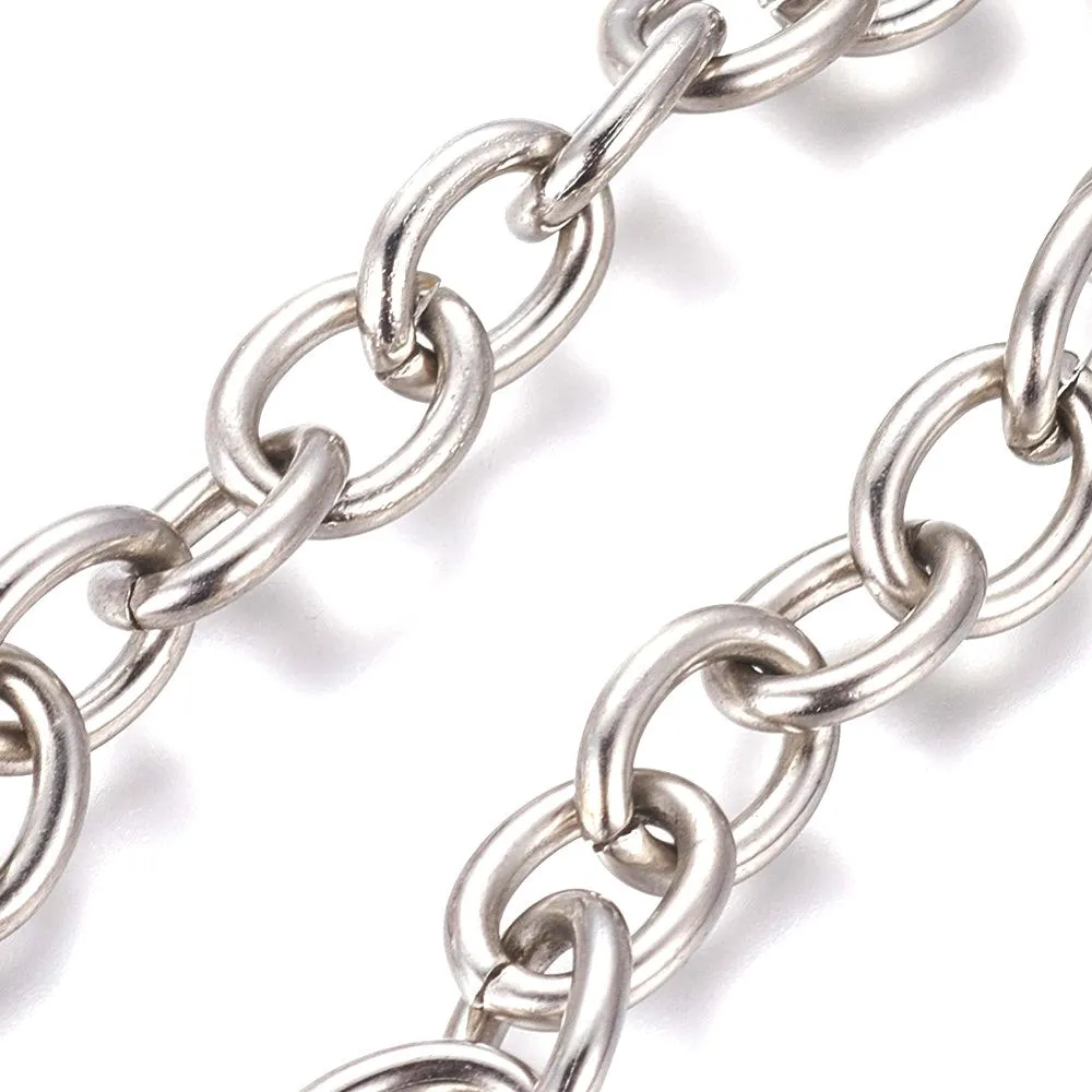 Extra Thick Stainless Steel Jewelry Chain, 15 Feet, Unspooled Open Links, 10x8x2mm, #1968-1