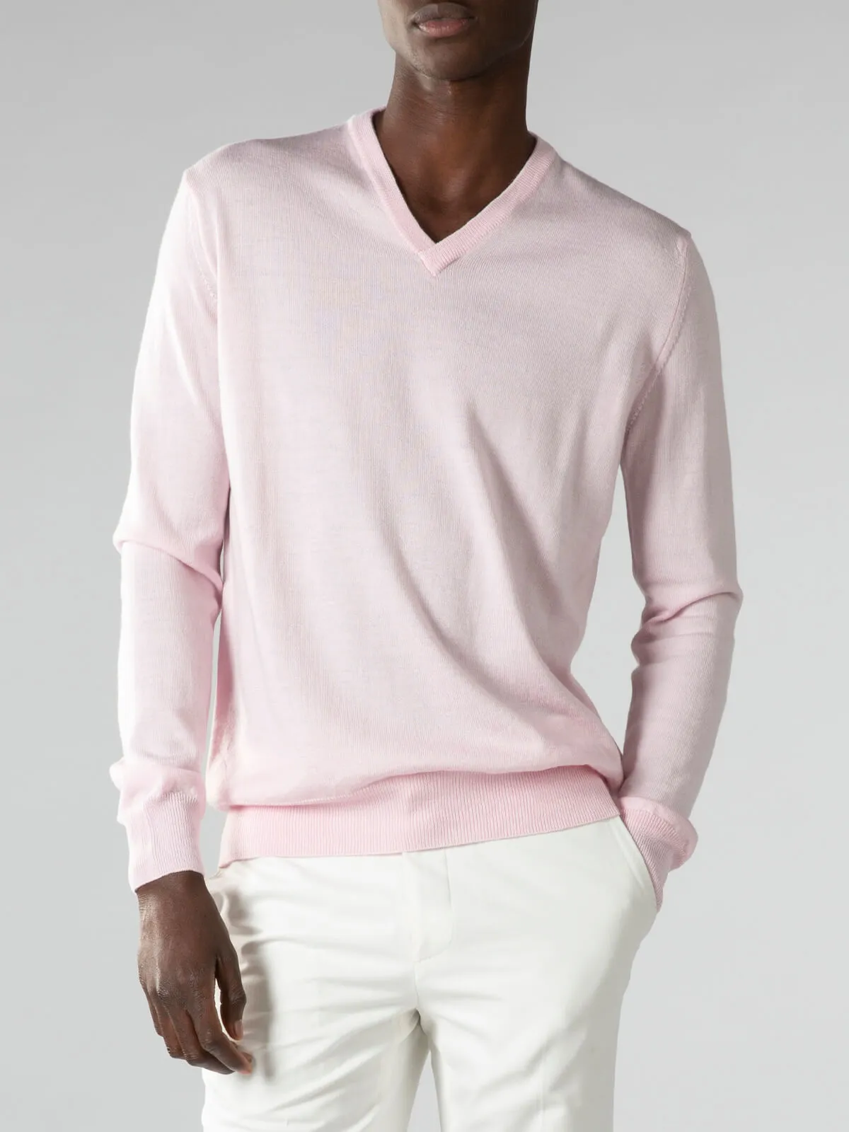 Extrafine Merino V-Neck Pink