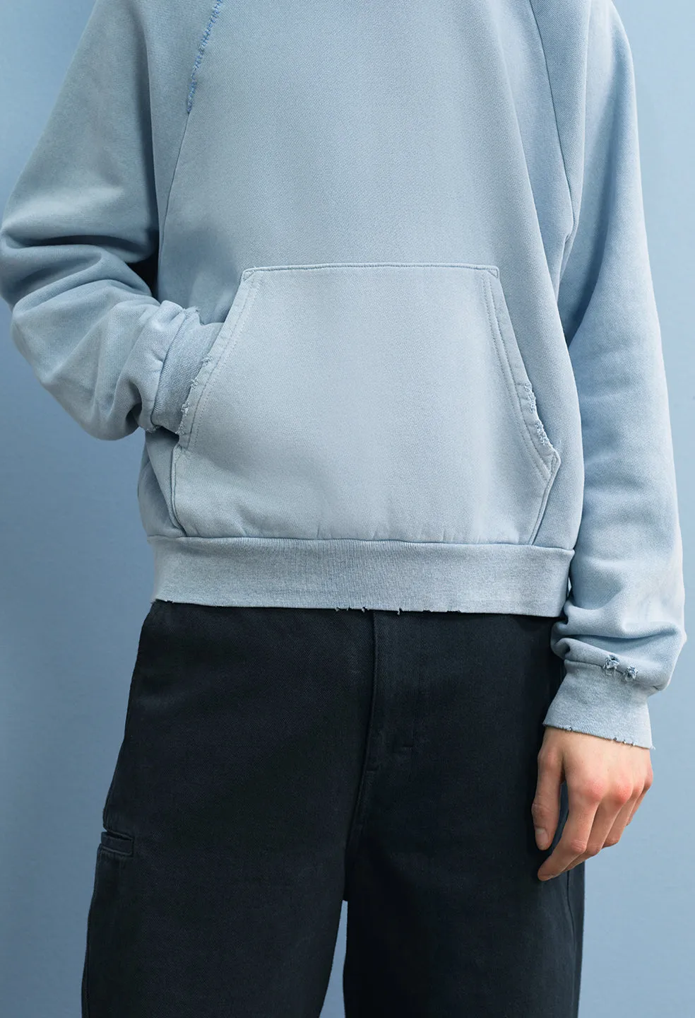 Folsom Cropped Raglan Hoodie / Vintage Dusty Blue