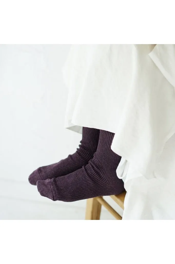 Hakne - Linen Ribbed Socks - Off White