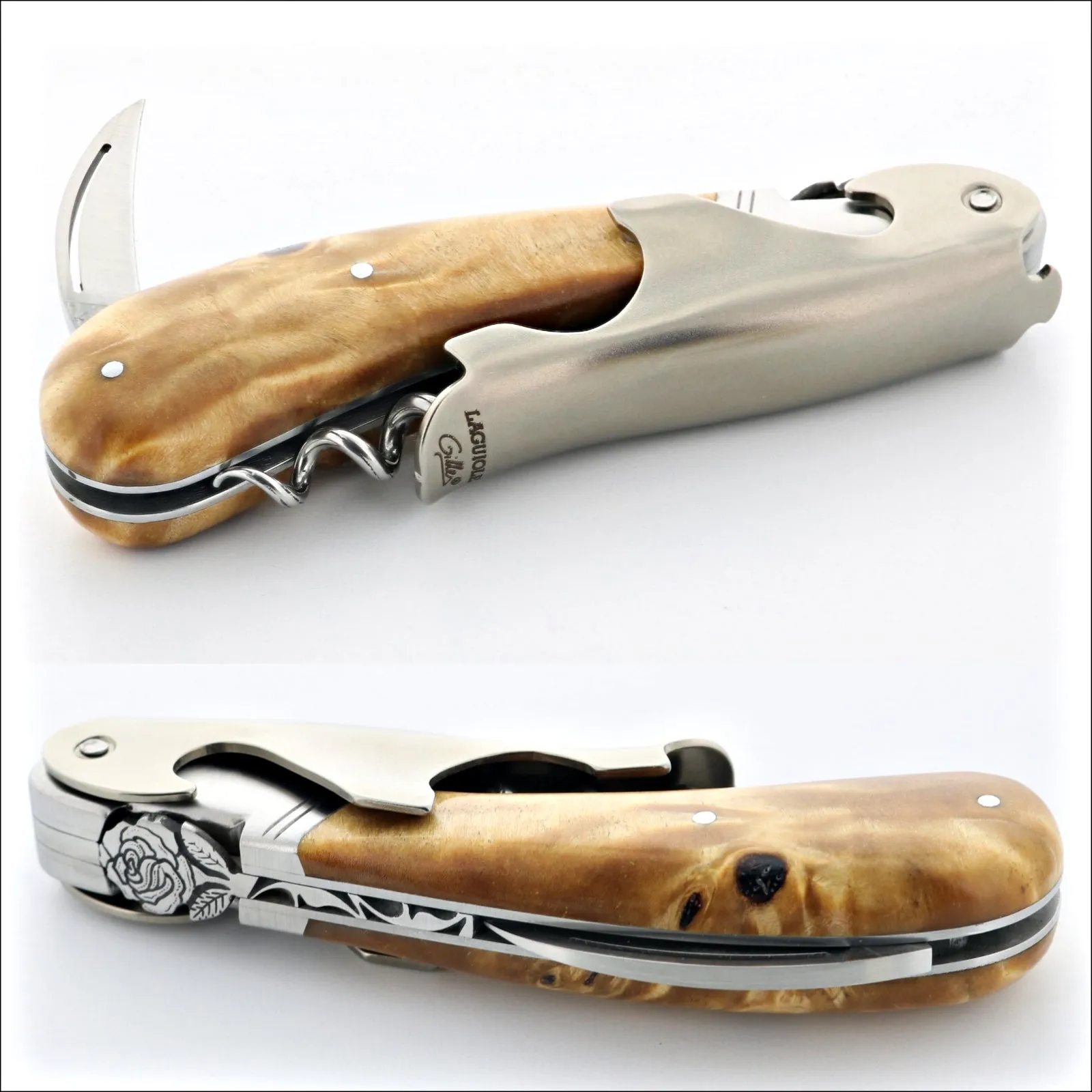 Laguiole Magnum Corkscrew Deco Rose - Poplar Burl