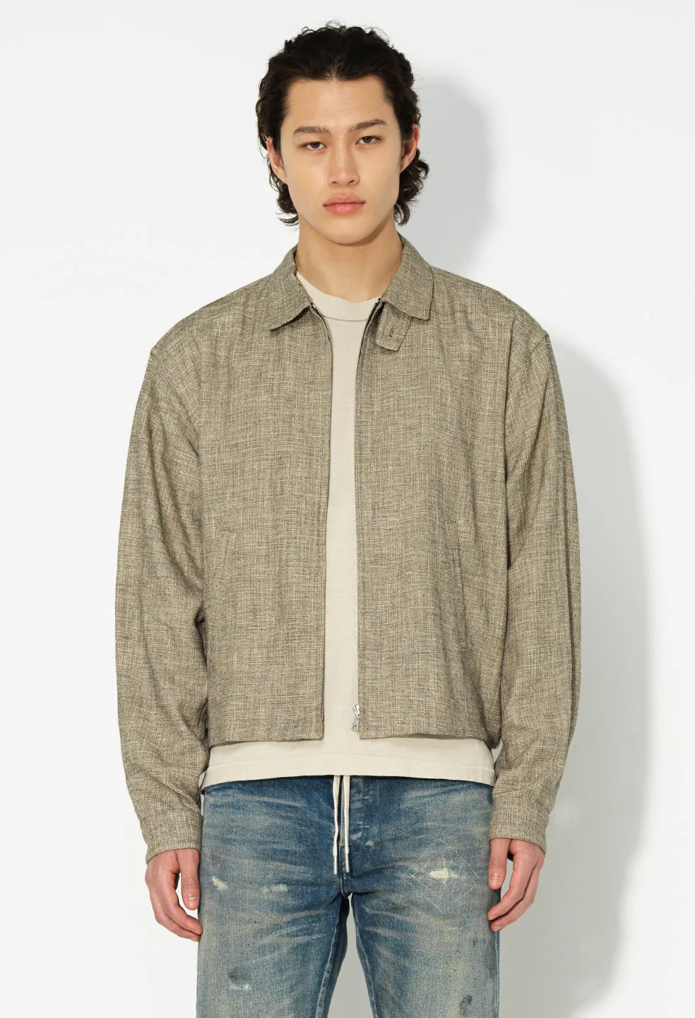 Linen Cropped Short Jacket / Tan