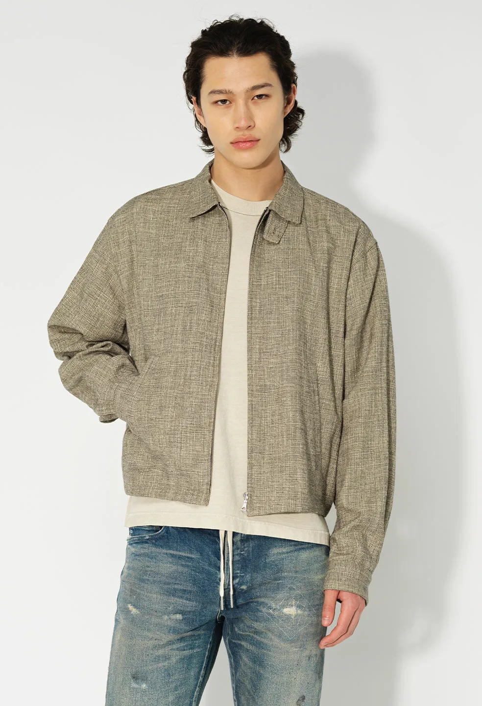 Linen Cropped Short Jacket / Tan