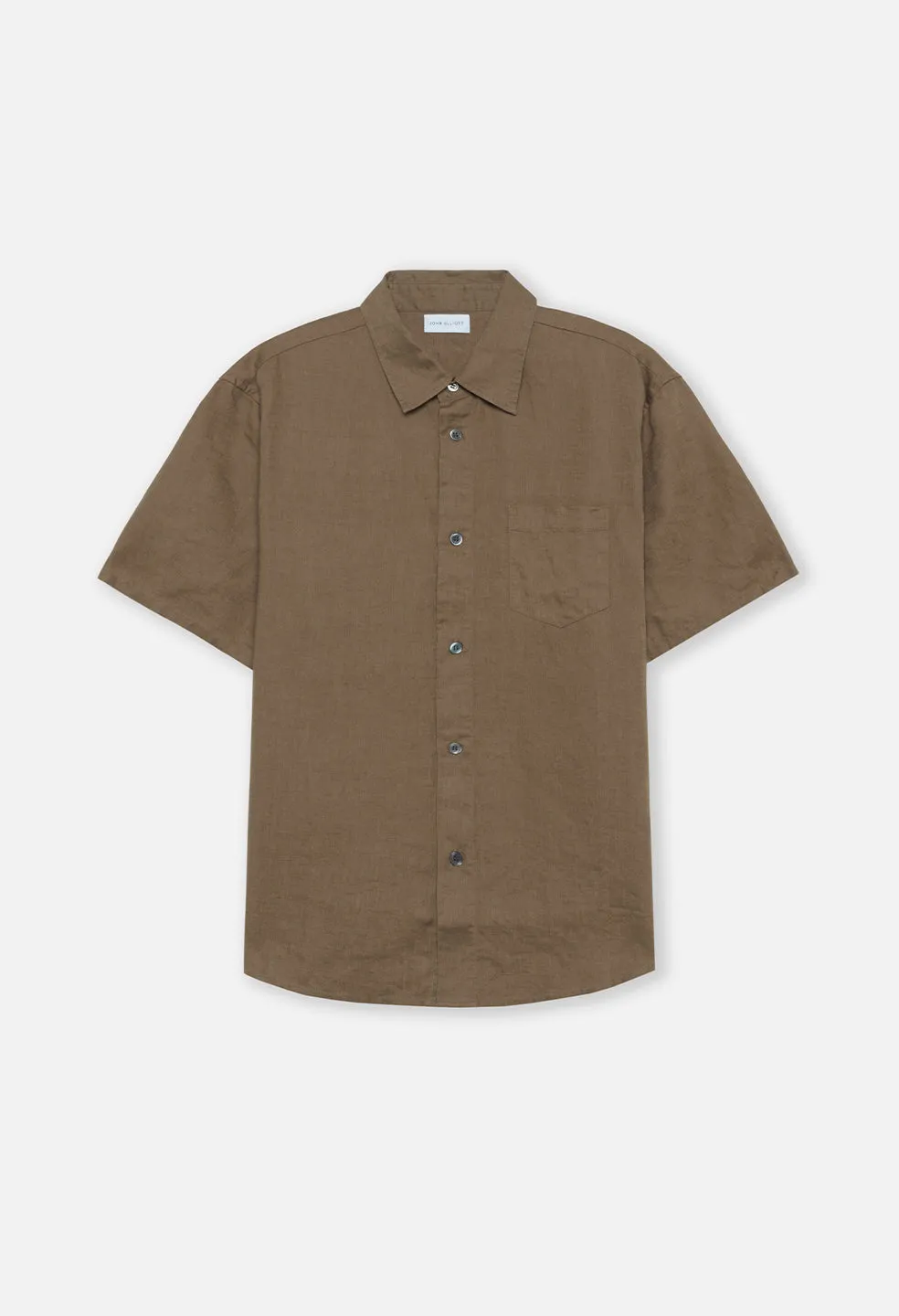 Linen SS Cloak Button Up / Brown