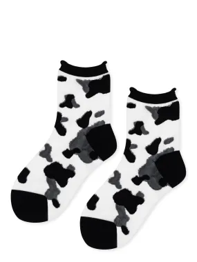 Moo Sheer Crew Socks - Black