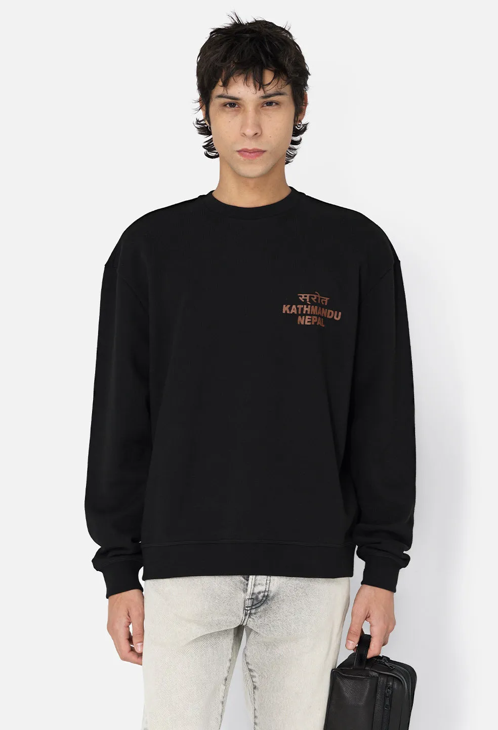 Nepal Oversized Crewneck Pullover / Black