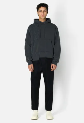 Reconstructed Cable Knit Hoodie / Washed Black