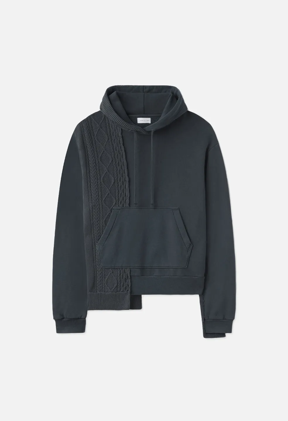 Reconstructed Cable Knit Hoodie / Washed Black