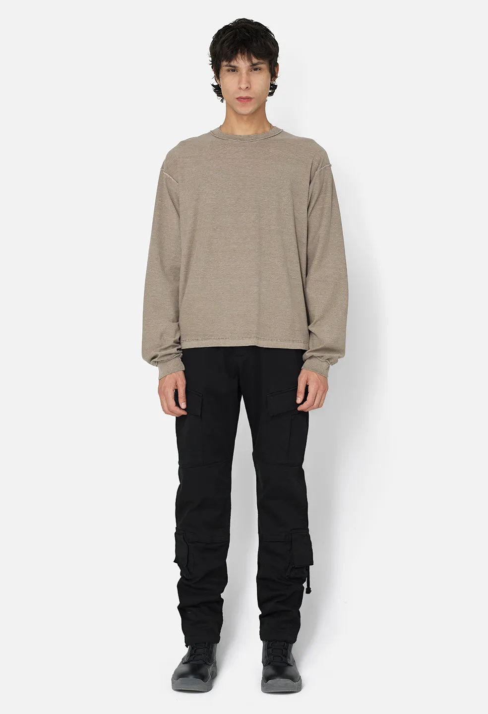 Reversed Cropped LS Tee / Washed Oak