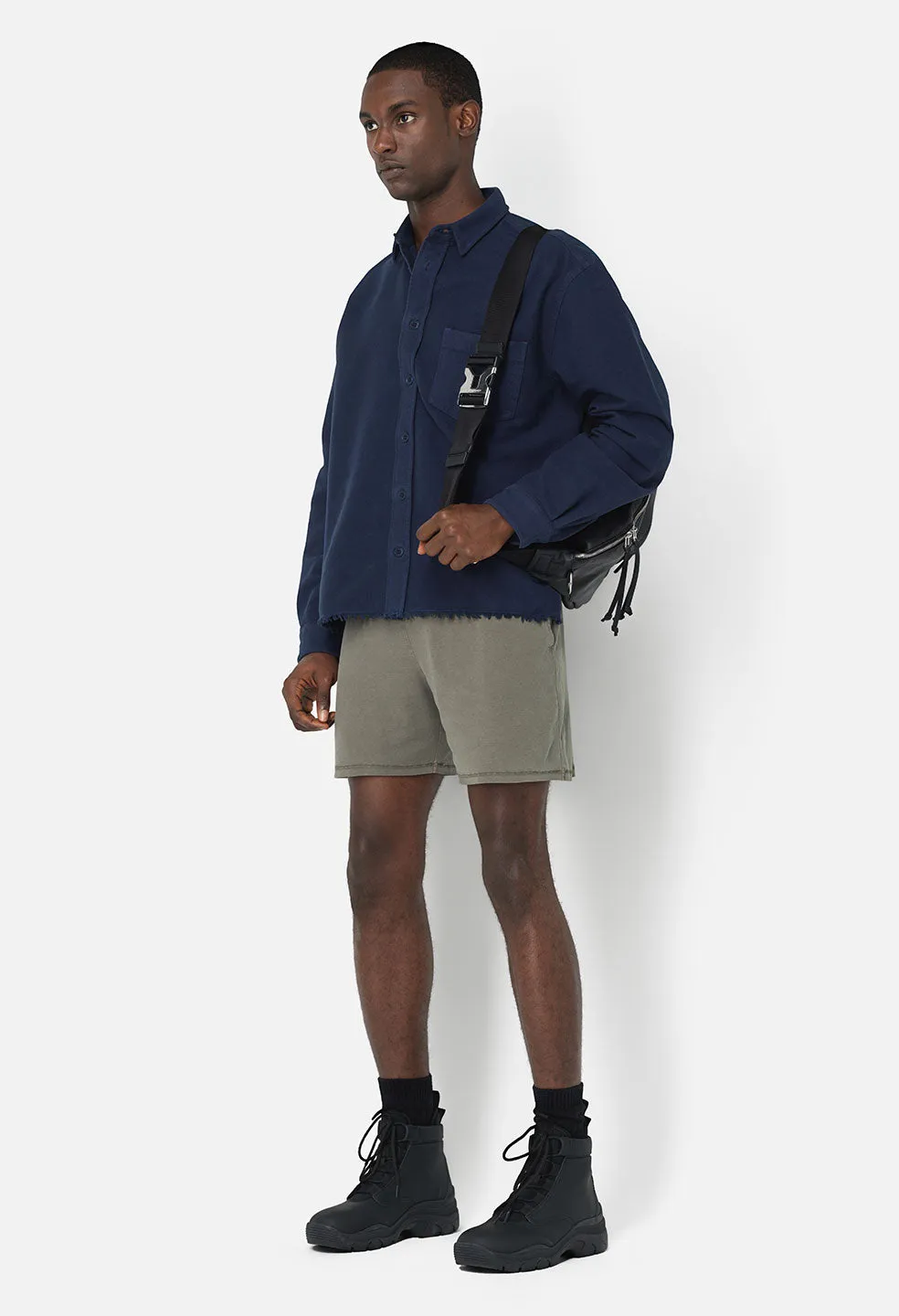 Reversed Jersey Shorts / Washed Army