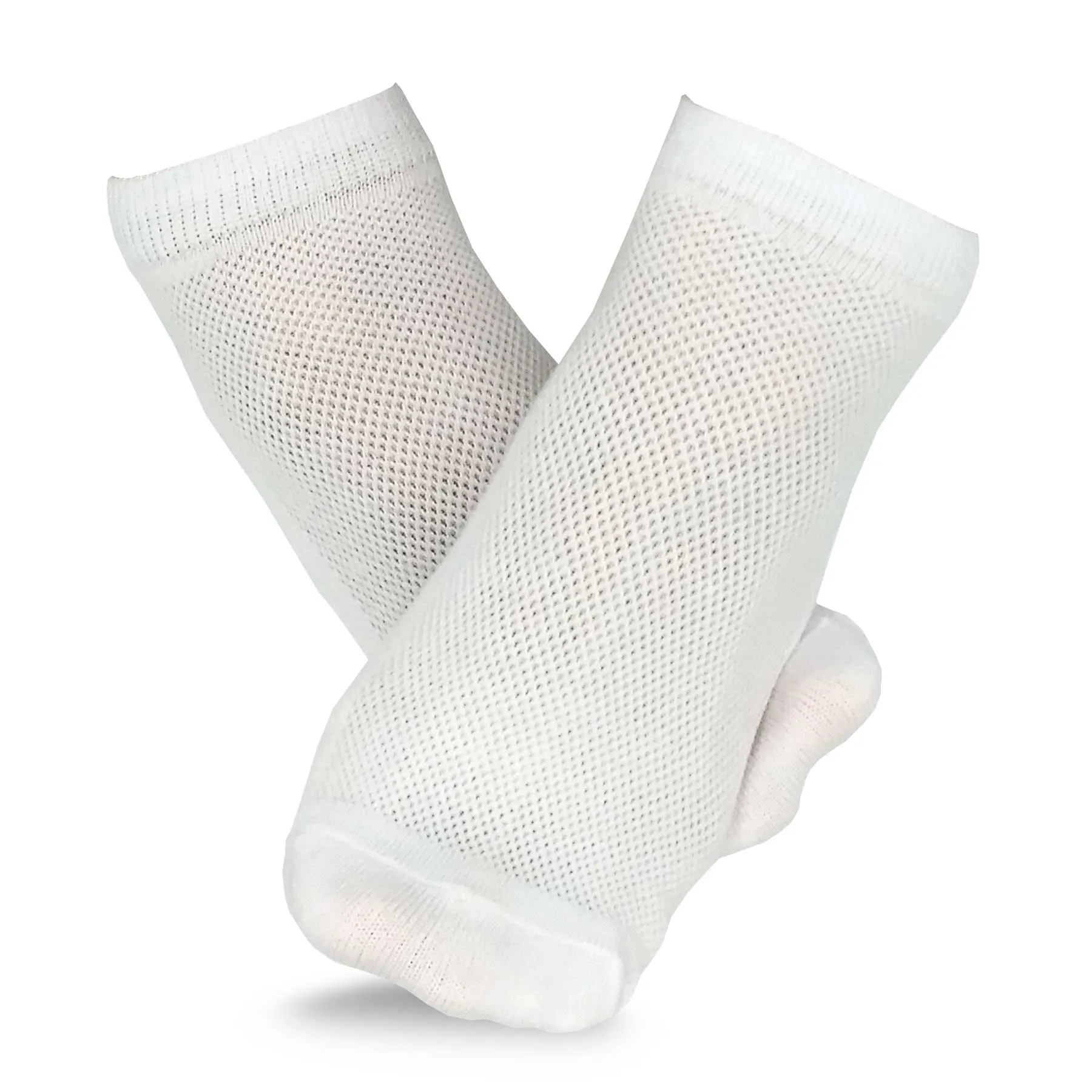 TeeHee Socks Men's Casual Polyester No Show White 12-Pack (10051)