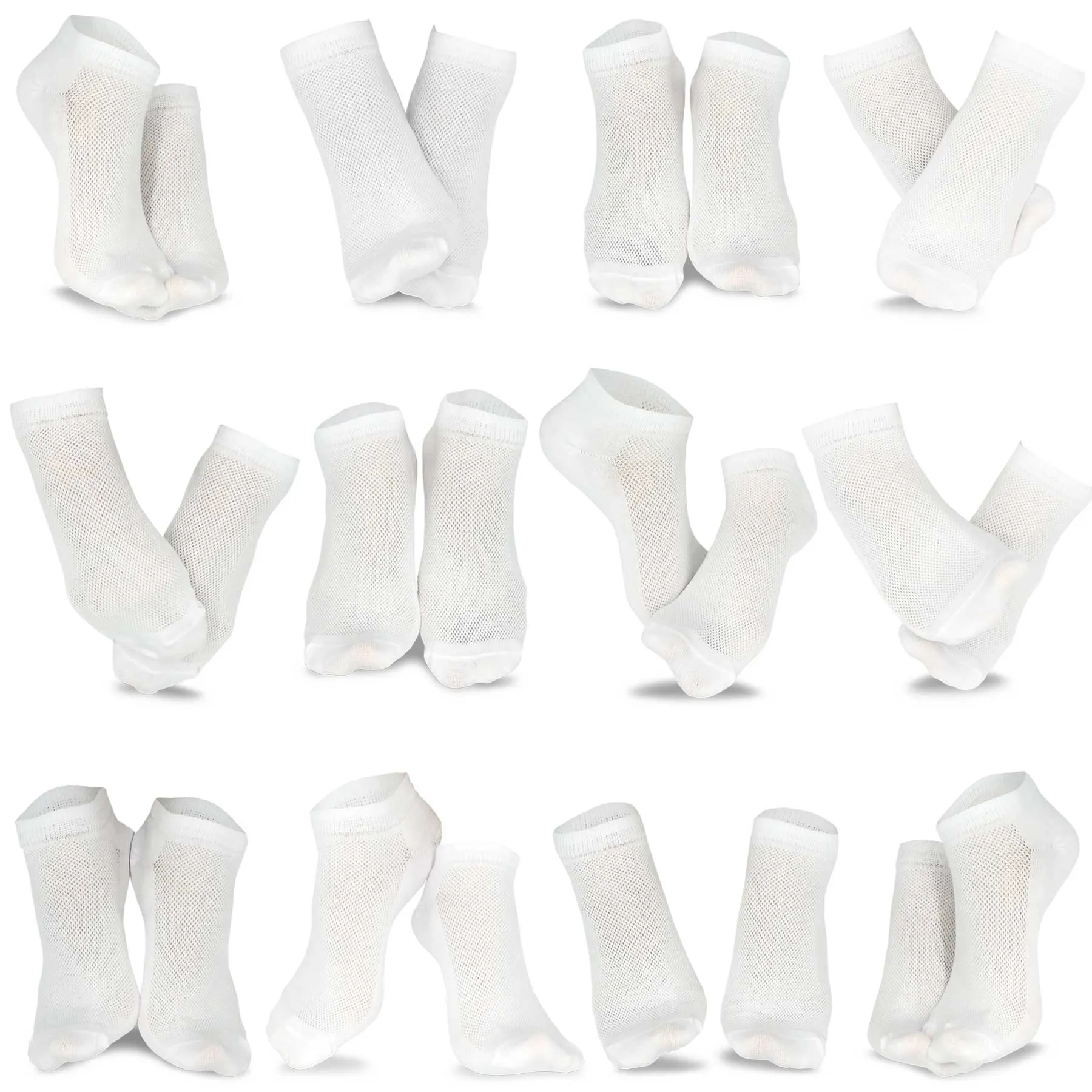 TeeHee Socks Men's Casual Polyester No Show White 12-Pack (10051)