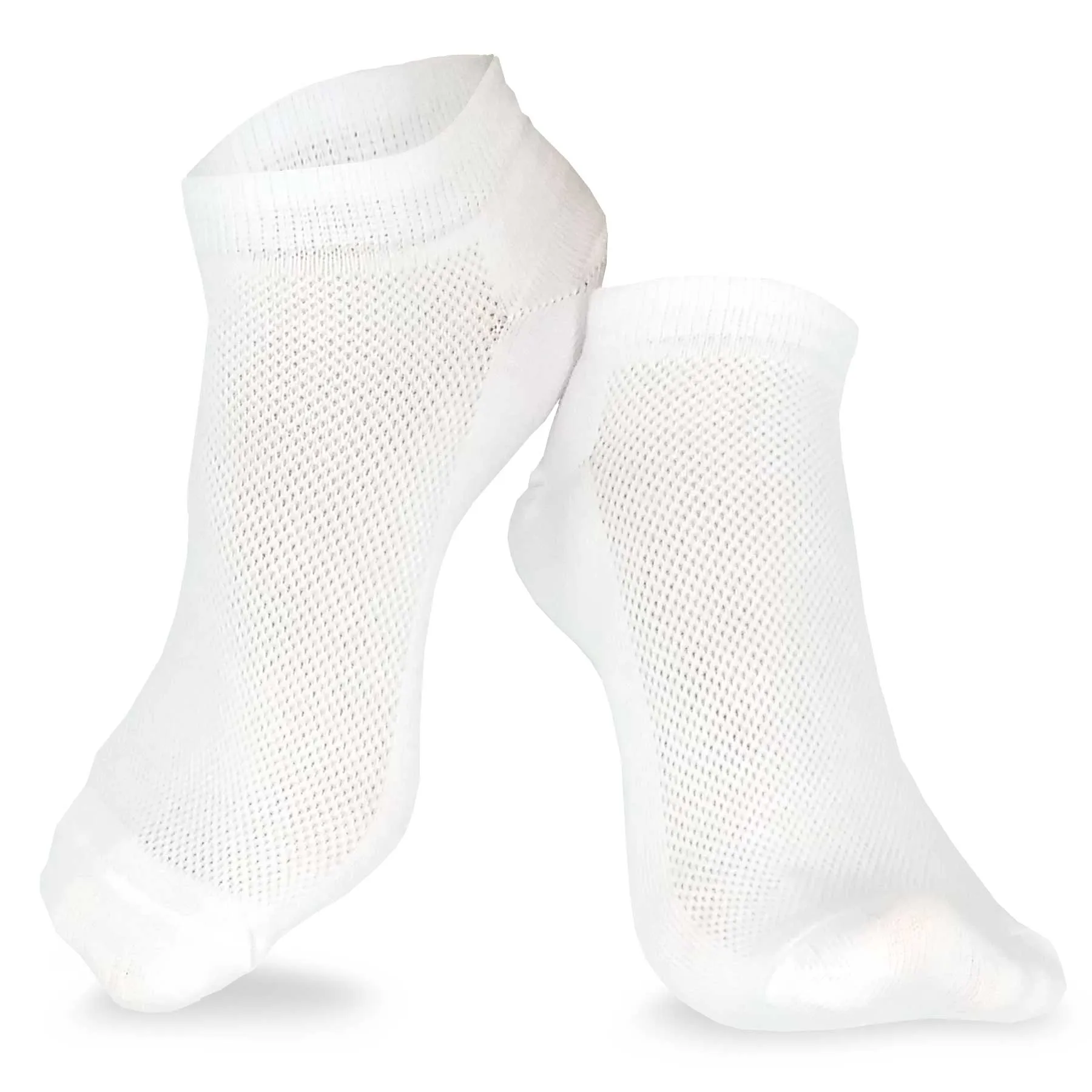 TeeHee Socks Men's Casual Polyester No Show White 12-Pack (10051)