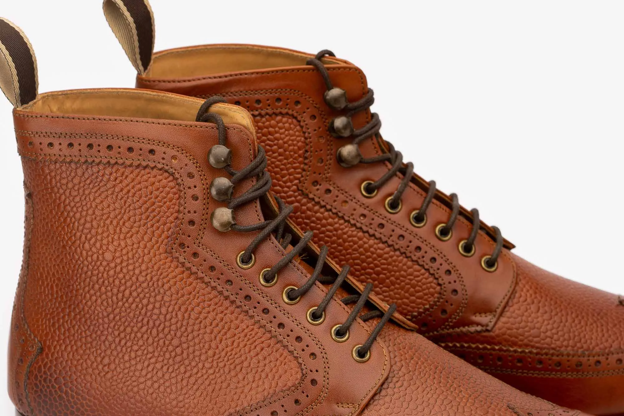 Wingcap Brogue Derby Boot With Pebble Grain Quarter and Mid Vamp