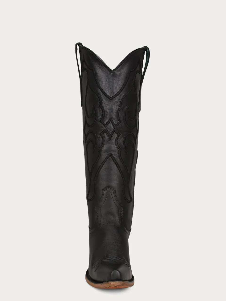 Z5075 - WOMEN'S BLACK EMBROIDERY TALL TOP SNIP TOE COWBOY BOOT