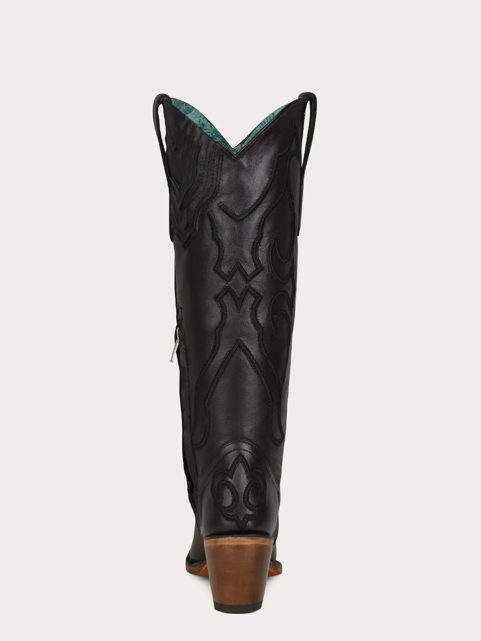 Z5075 - WOMEN'S BLACK EMBROIDERY TALL TOP SNIP TOE COWBOY BOOT