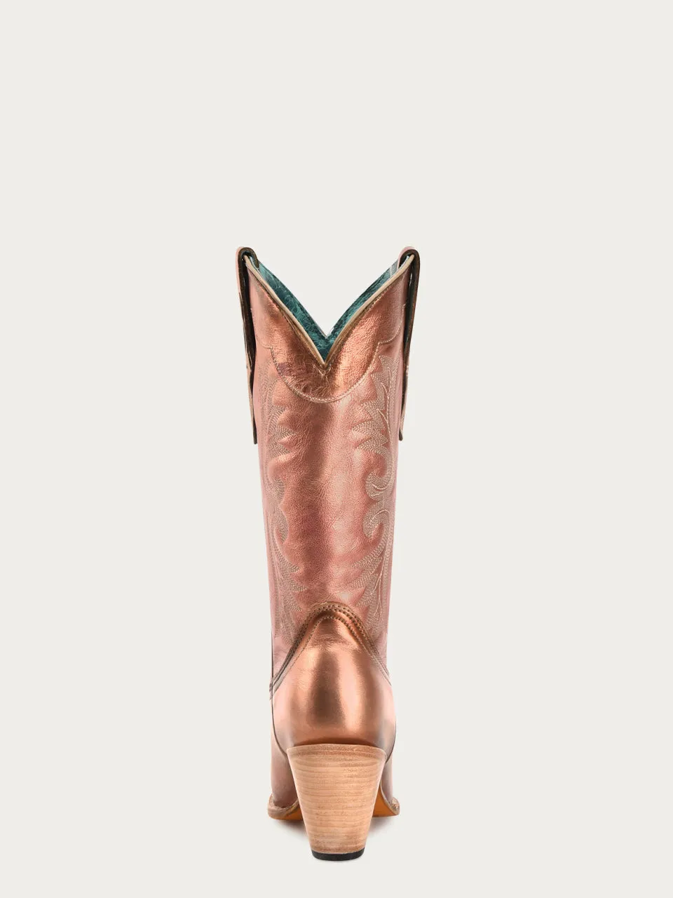 Z5232 - WOMEN'S ROSE GOLD EMBROIDERY POINTED TOE COWBOY BOOT